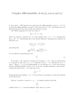 Complex differentiability of sin|&zeta;|,cos|&zeta;| and |&zeta;|