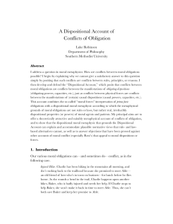 A Dispositional Account of Conflicts of Obligation