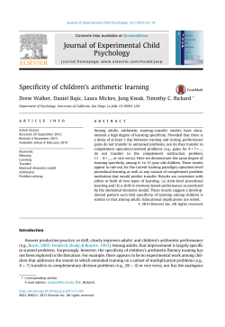 Specificity of children`s arithmetic learning.