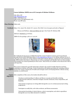 Course Syllabus: HHPK 200.01W Concepts of Lifetime Wellness