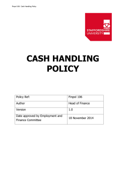 cash handling policy - Staffordshire University