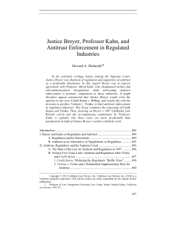 Justice Breyer, Professor Kahn, and Antitrust Enforcement in
