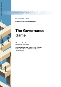 The Governance Game - World bank documents