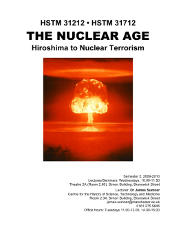 the nuclear age - Centre for the History of Science, Technology and