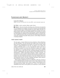 LANGUAGE AND AGENCY Laura M. Ahearn