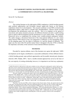On Far Right Parties, Master Frames and Diffusion