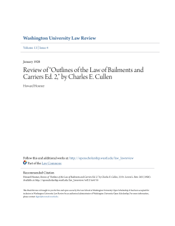 Review of &ldquo;Outlines of the Law of Bailments and Carriers Ed. 2,&rdquo; by