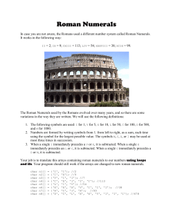 Roman Numerals - Gorski CompSci