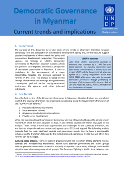 Democratic Governance in Myanmar: Current Trends and Implications
