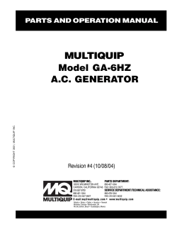 MULTIQUIP Model GA-6HZ A.C. GENERATOR