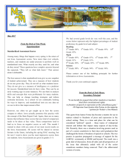 May 2017 From the Desk of Tom Wood, Superintendent