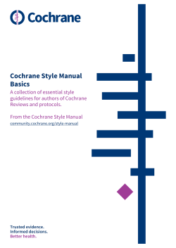 Cochrane Style Manual Basics