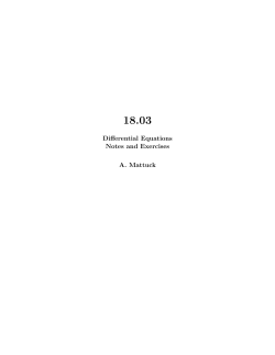 Differential Equations Notes and Exercises A