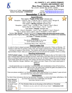 Newsletter 7.10.16 - Chorley All Saints Church Of England Primary