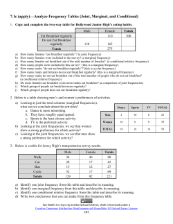 7.1c (apply)&mdash;Analyze Frequency Tables (Joint, Marginal, and