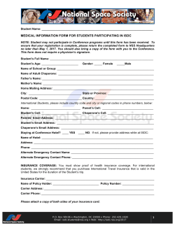 MEDICAL INFORMATION FORM FOR STUDENTS PARTICIPATING