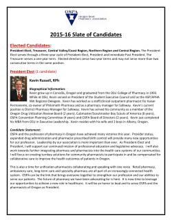 2015-16 Slate of Candidates - Oregon State Pharmacy Association