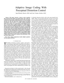 Adaptive image coding with perceptual distortion control