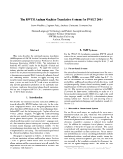 The RWTH Aachen Machine Translation Systems for - EU