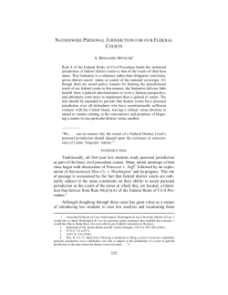 Nationwide Personal Jurisdiction for our Federal Courts