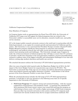 FY 2018 federal funding priorities - University of California | Office of