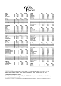 drinks menu - Coach and Horses, Banbury