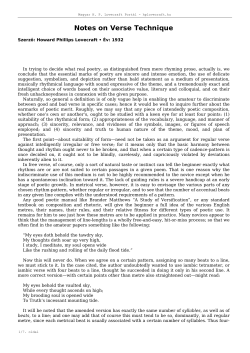 Notes on Verse Technique - Magyar HP Lovecraft Port&aacute;l