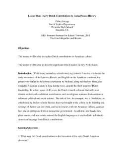 Lesson Plan: Early Dutch Contributions to United States History