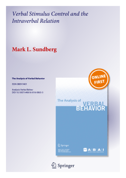Verbal Stimulus Control and the Intraverbal Relation