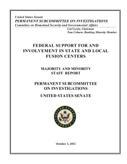 federal support for and involvement in state and local fusion centers