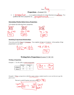 Proportions &ndash; (Lesson 5.2) Writing/Solve Proportions