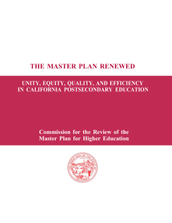 the master plan renewed - University of California | Office of The