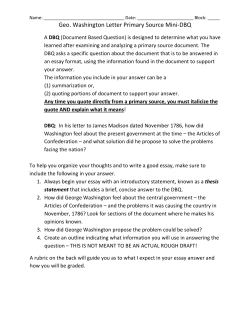 Geo. Washington Letter Primary Source Mini-DBQ