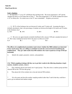 Math III Final Exam Review Unit 1- Statistics 1) On