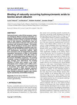 Binding of naturally occurring hydroxycinnamic acids to bovine