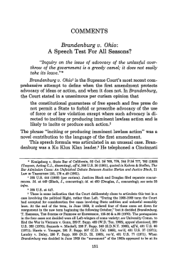 Brandenburg v. Ohio: A Speech Test for All