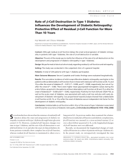 Rate of -Cell Destruction in Type 1 Diabetes Influences the
