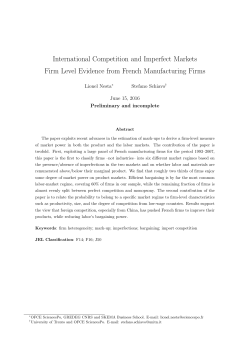 International Competition and Imperfect Markets Firm Level