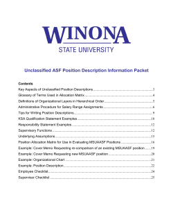 Key Aspects of Unclassified Position Descriptions