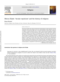 Mircea Eliade: `Secular mysticism` and the history of religions