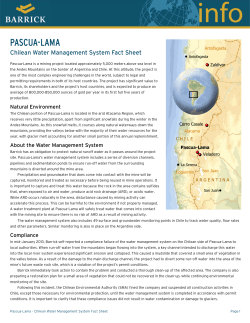 Pascua-Lama - Chilean Water Management System Fact Sheet