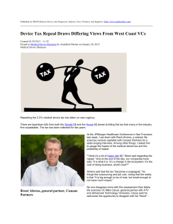 Device Tax Repeal Draws Differing Views From West Coast VCs