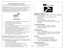 TEXT DEPENDENT ANALYSIS: REMEMBER Nail ELA Writing