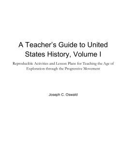 A Teacher`s Guide to United States History, Volume I
