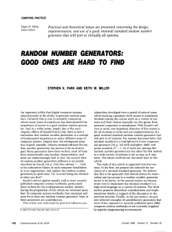 RANDOM NUMBER GEUERATORS: GOOD ONES ARE HARD TO FIN