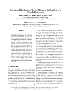 Experimental Identification of the Use of Hedges in the Simplification