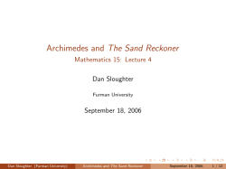 Archimedes and The Sand Reckoner