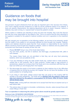 Guidance on foods that may be brought into hospital
