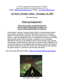 St. Peter`s Weekly Vision &ndash; November 22, 2015 What just happened!!!
