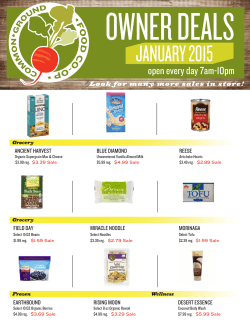 January 2015 Owner Deals - Common Ground Food Co-op